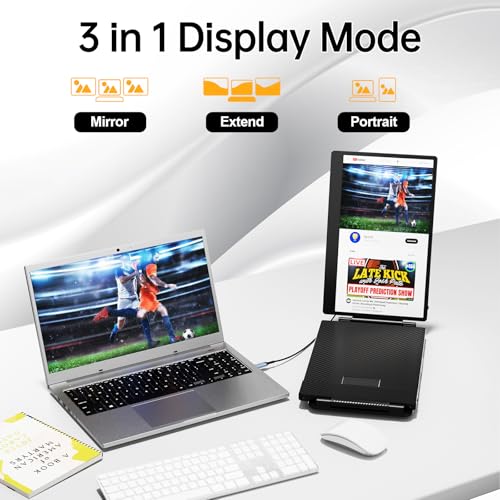 Laptop Screen Extender, 14.2" Portable Triple Monitor For Laptop With Full Hd Ips Display, Monitor Extender Compatible With Mac, Windows, Chrome, Fits 13-17 Inch Laptops
