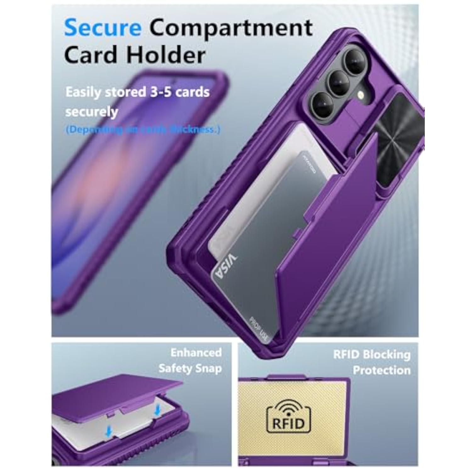 Samsung Galaxy S26 Case Wallet with Card Holder, Dark Purple - Protective Phone Case with Card Slots and Cash Storage