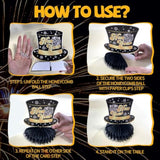 9pcs 2026 New Year Disco Honeycomb Centerpieces Black Gold Table Decor