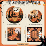 Halloween Plates and Napkins Orange Pumpkin Paper Disposable Tableware Serves 20