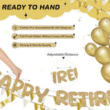 Pre Strung Happy Retirement Banner Glitter Sign, Champagne Gold