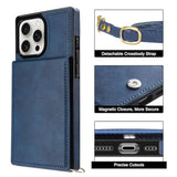 For Iphone 16 Pro Max Case With Card Holder Crossbody Lanyard Strap Leather Wallet Case With Magnetic Clasp Kickstand Heavy Duty Protective Flip Cover For Iphone 16 Pro Max For Women, Navy