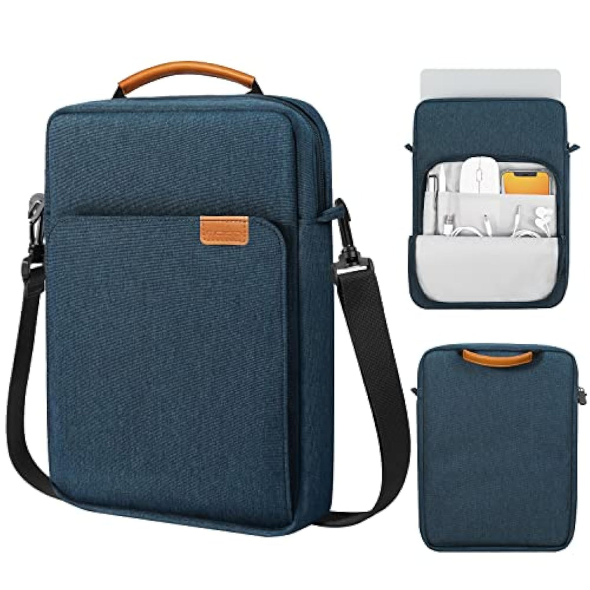 MoKo 13.3-14 Inch Laptop Sleeve Bag Fits Macbook Pro 13" M2 2022/Pro M1 Pro/M1 Max 14.2 2021, Macbook Air 13.6" M2 2022, Tab S8 Ultra 14.6", Handle Carrying Case with Shoulder Strap, Indigo