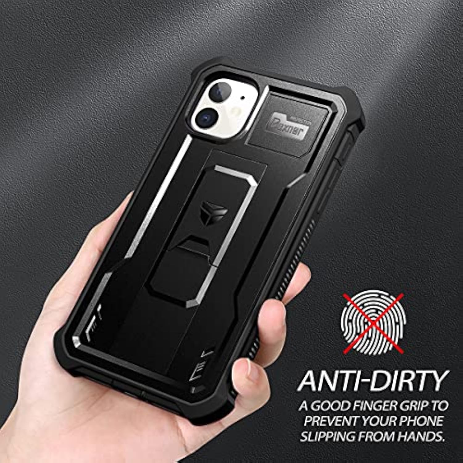 For Iphone 11 Case, [Built In Screen Protector And Kickstand] Heavy Duty Grade Protection Shockproof Protective Cover For Iphone 11, 6.1 Inch Dark Black