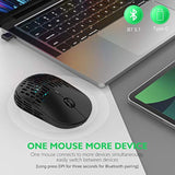 Bluetooth Wireless Mouse - (Bt+Usb-C Receiver) Dual Mode, Rechargeable, Lightweight, Silent Computer Mice With Type C Receiver, Usb C Mouse For Macbook, Laptop, Tablet, Chromebook (Black)