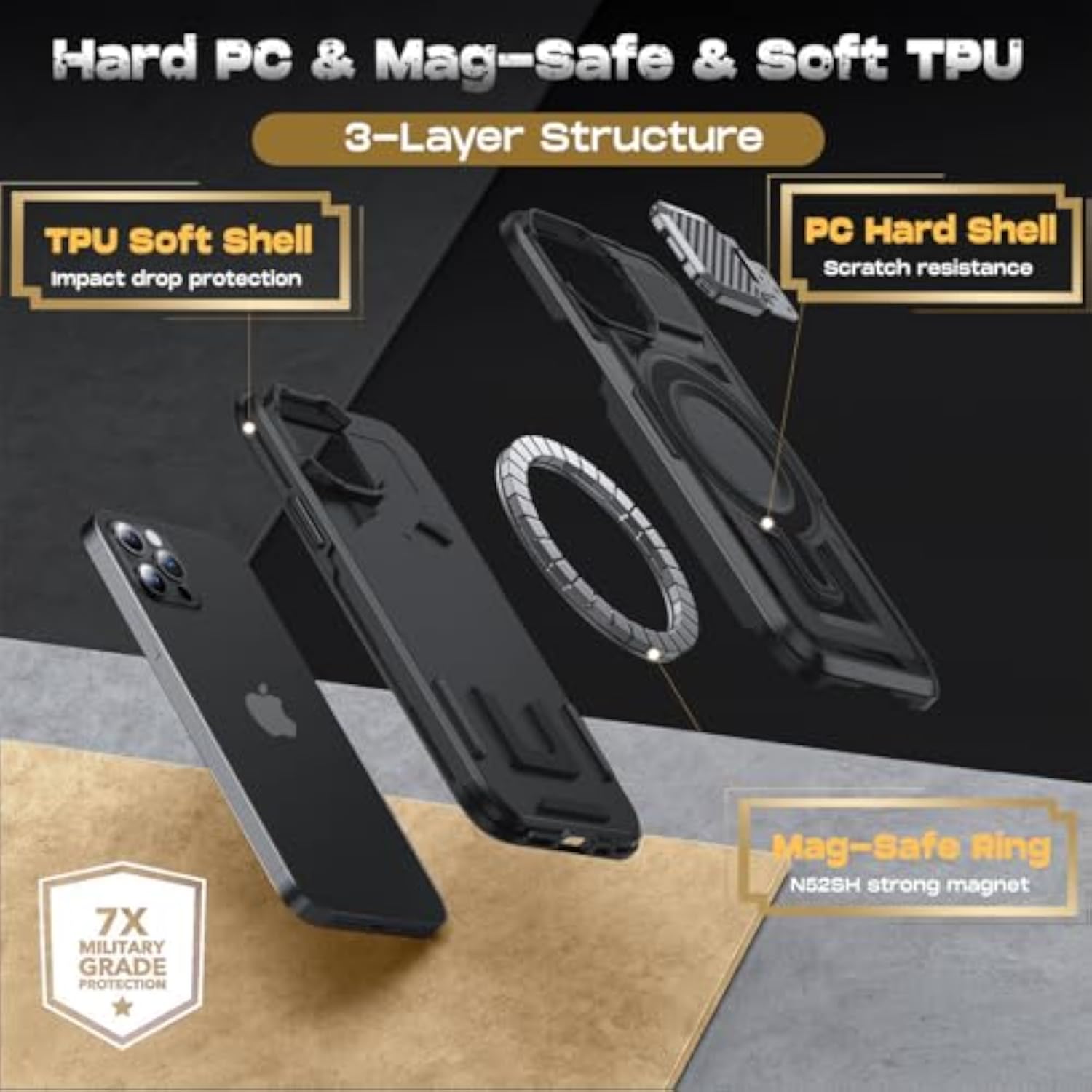 Magnetic Camera Stand Compatible iPhone 12 Case and iPhone 12 Pro Case with MagSafe