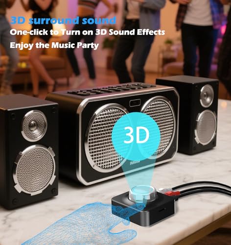 Bluetooth Receiver for Home Stereo, Bluetooth to RCA Adapter for Old Receiver with 3D Surround, Low Latency 3.5mm Audio Adapter for Old