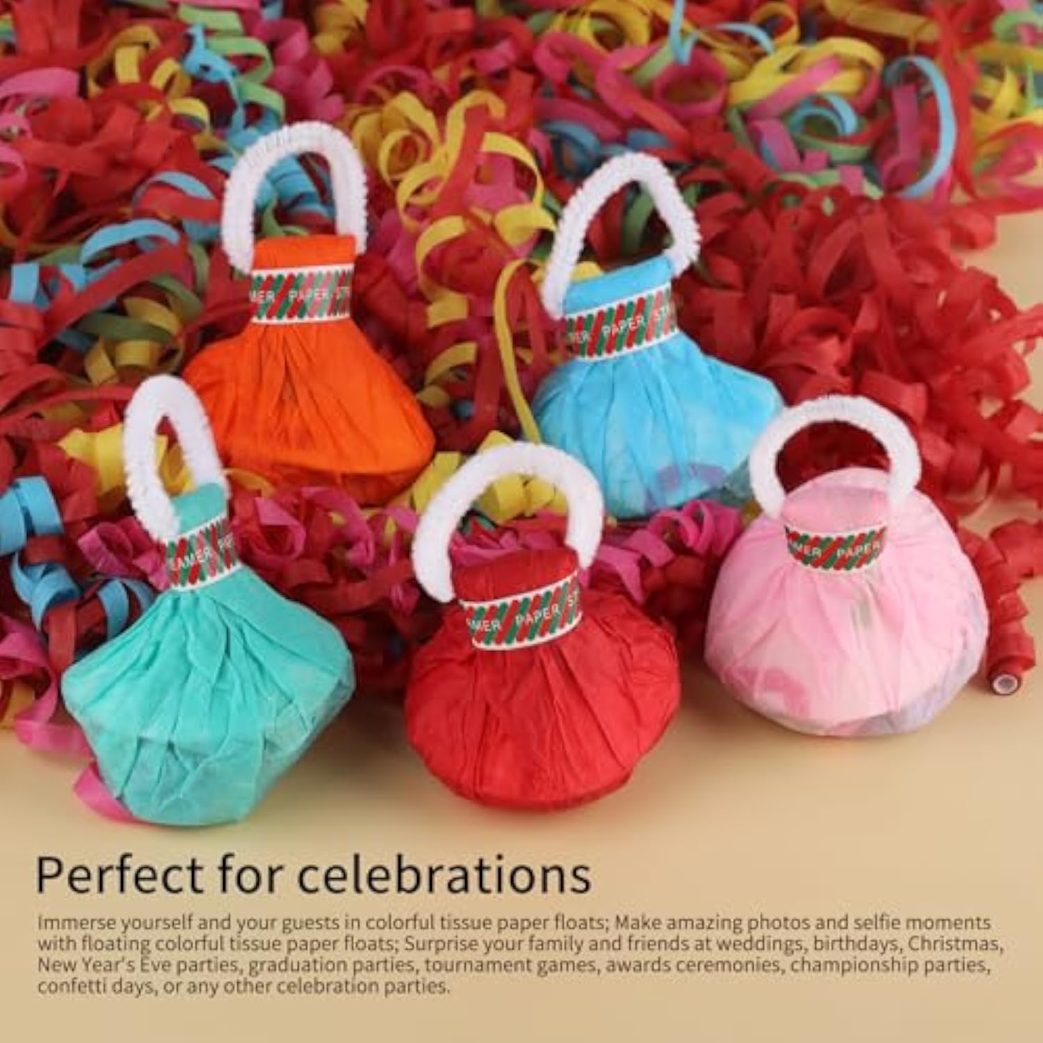 10 Pack No-Mess Hand Throw Streamers for Weddings & Graduation