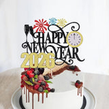Happy New Year 2026 Cake Topper Winter Holiday Party Decor