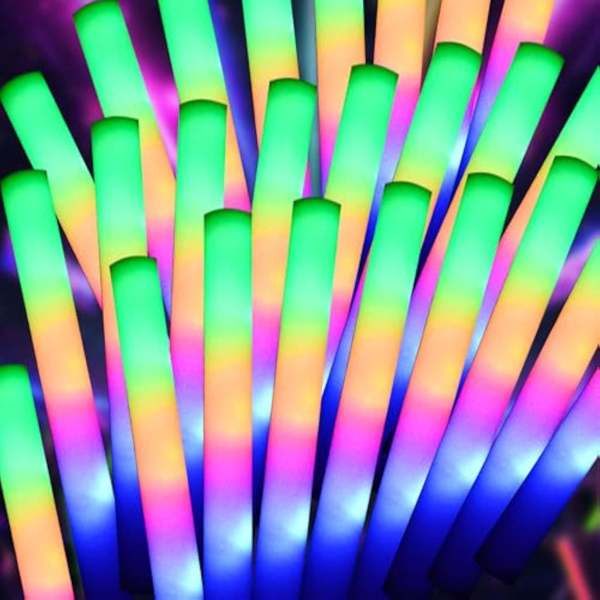 55 Pcs Led Foam Glow Sticks Bulk,Foam Light Up Sticks 3 Modes Of Color Flashing,Glow In The Dark Party Supplies For Birthday,Wedding,Raves,Carnival,New Year,Concert,Halloween Christmas