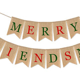 Burlap Merry Friendsmas Banner Christmas Holiday Friends Party Supplies Garland Decoration(Colorful)
