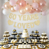 60 Years Loved Banner For 60Th Birthday Decorations For Men Women Pre-Strung 60Th Birthday Banner Party Decorations Gold Glitter