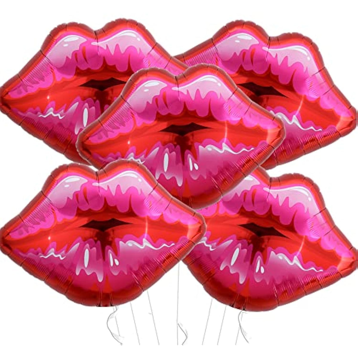 Pack Of 5 Large Pink Huge Red Lips Balloons For Makeup Themed Party Anniversary Decor, Kiss The Miss Goodbye(30 Inch)