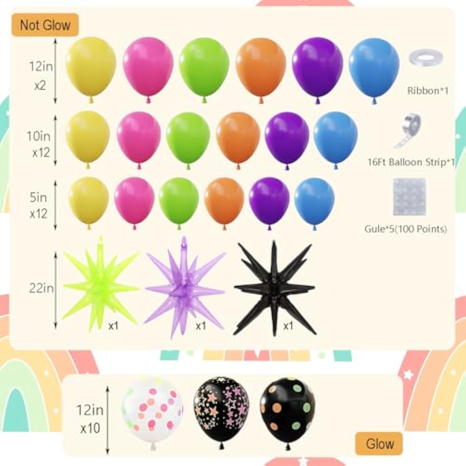 190Pcs Neon Balloon Arch Garland Kit With Neon Luminous Fluorescent Balloons, Disco Balloons Glow In The Dark Party Decorations For Back To 80S 90S Birthday Disco Party Supplies