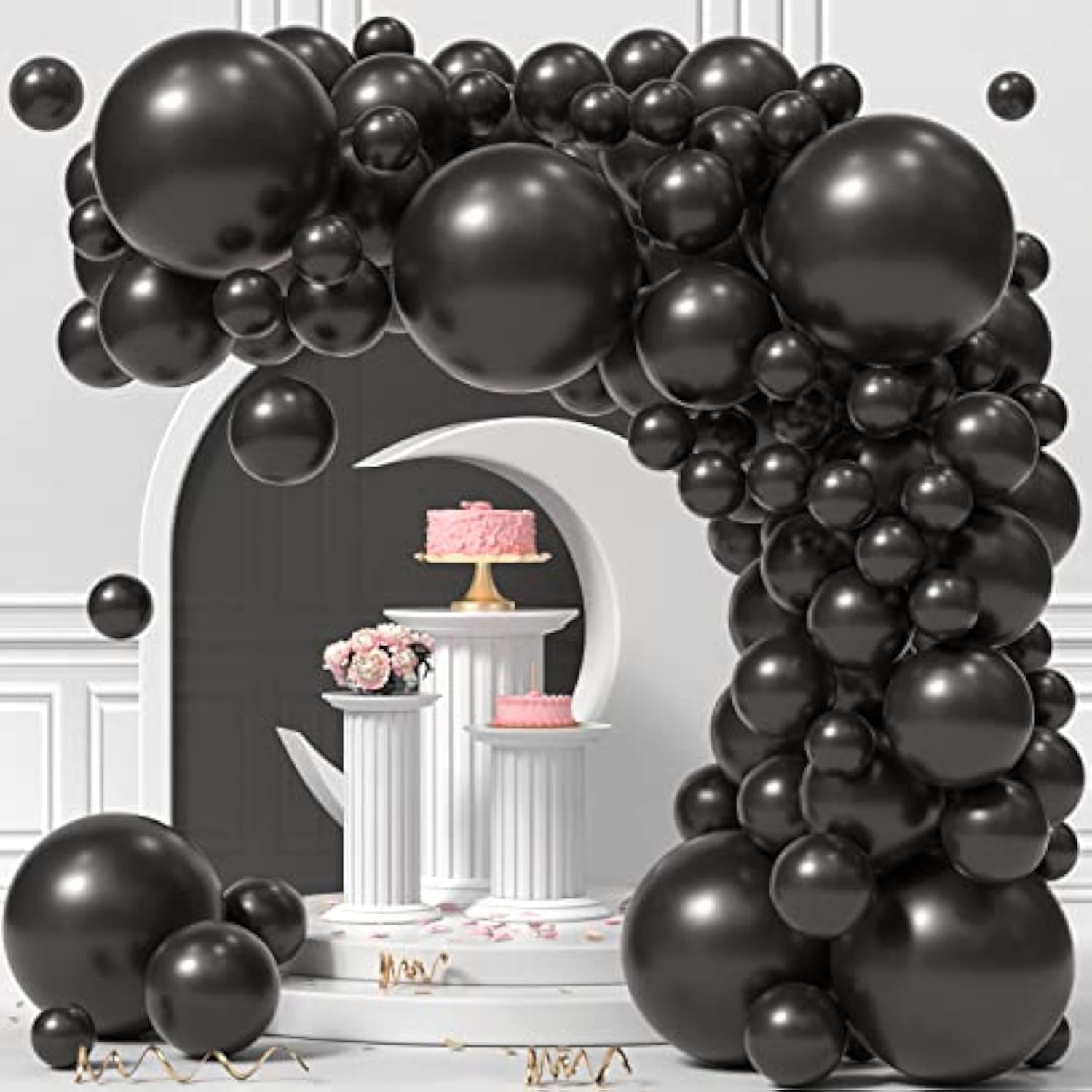 110pcs Black Balloons Kit Different Sizes 18 12 10 5 Inch for Party Decorations