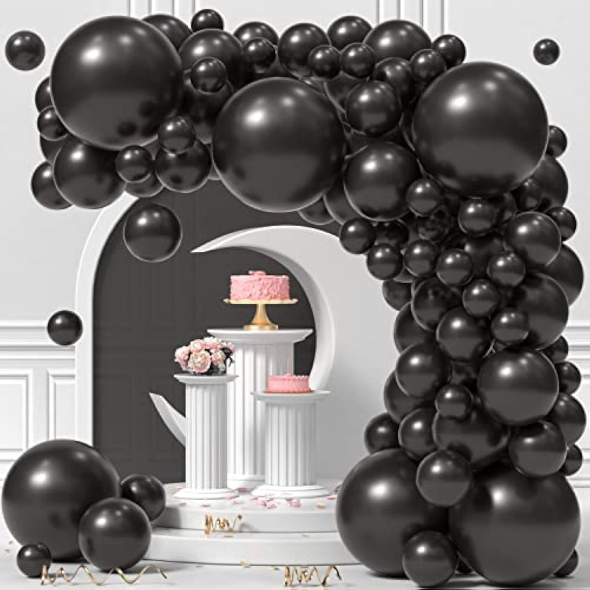 110pcs Black Balloons Kit Different Sizes 18 12 10 5 Inch for Party Decorations