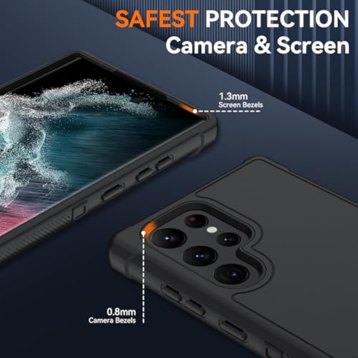 3 in 1 Phone Case for Samsung Galaxy S22 Ultra Black Color Options Available