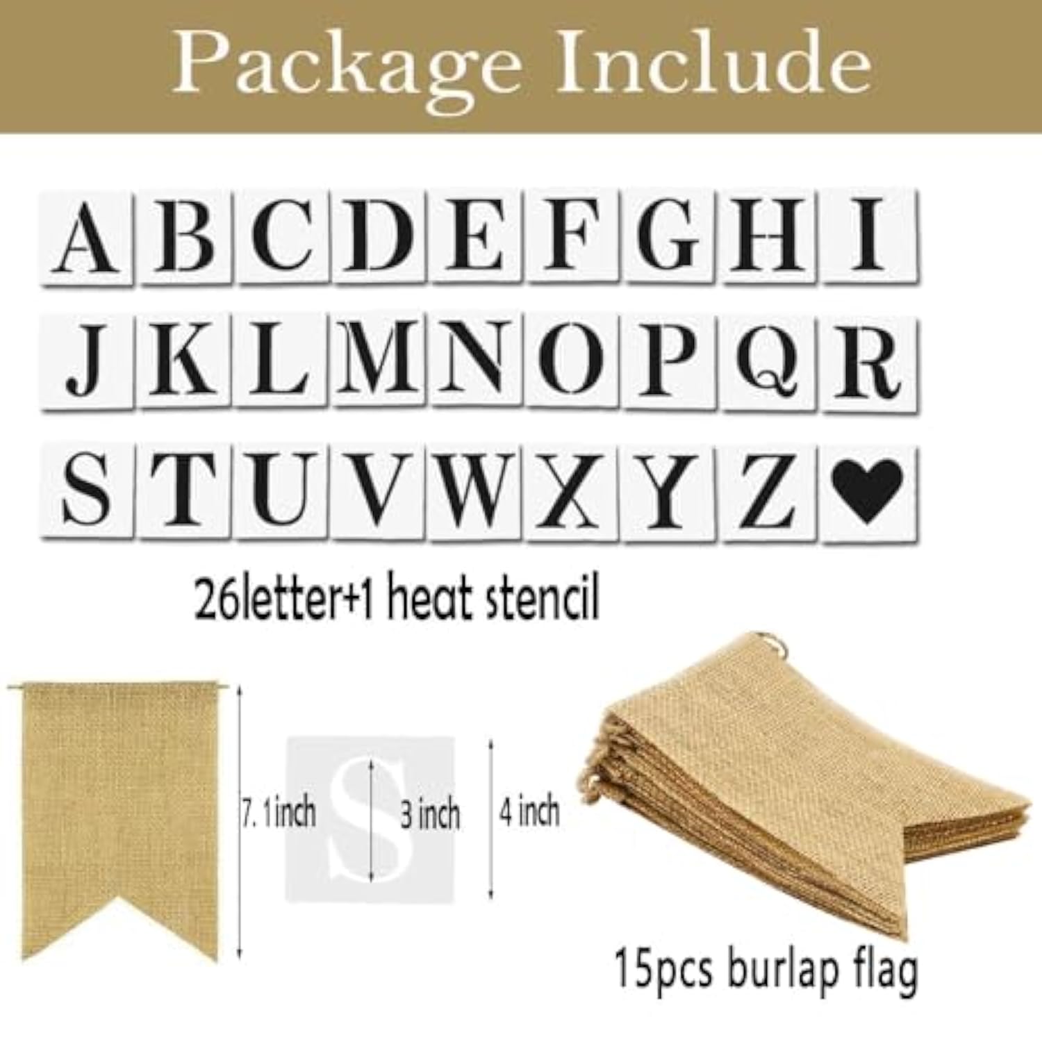15Pcs Burlap Baner Prestringed, Diy Custom Banner Kit, Customizable Personalized Banner, With Letters A To Z Stencil, Birthday Wedding Party Decor