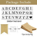 15Pcs Burlap Baner Prestringed, Diy Custom Banner Kit, Customizable Personalized Banner, With Letters A To Z Stencil, Birthday Wedding Party Decor