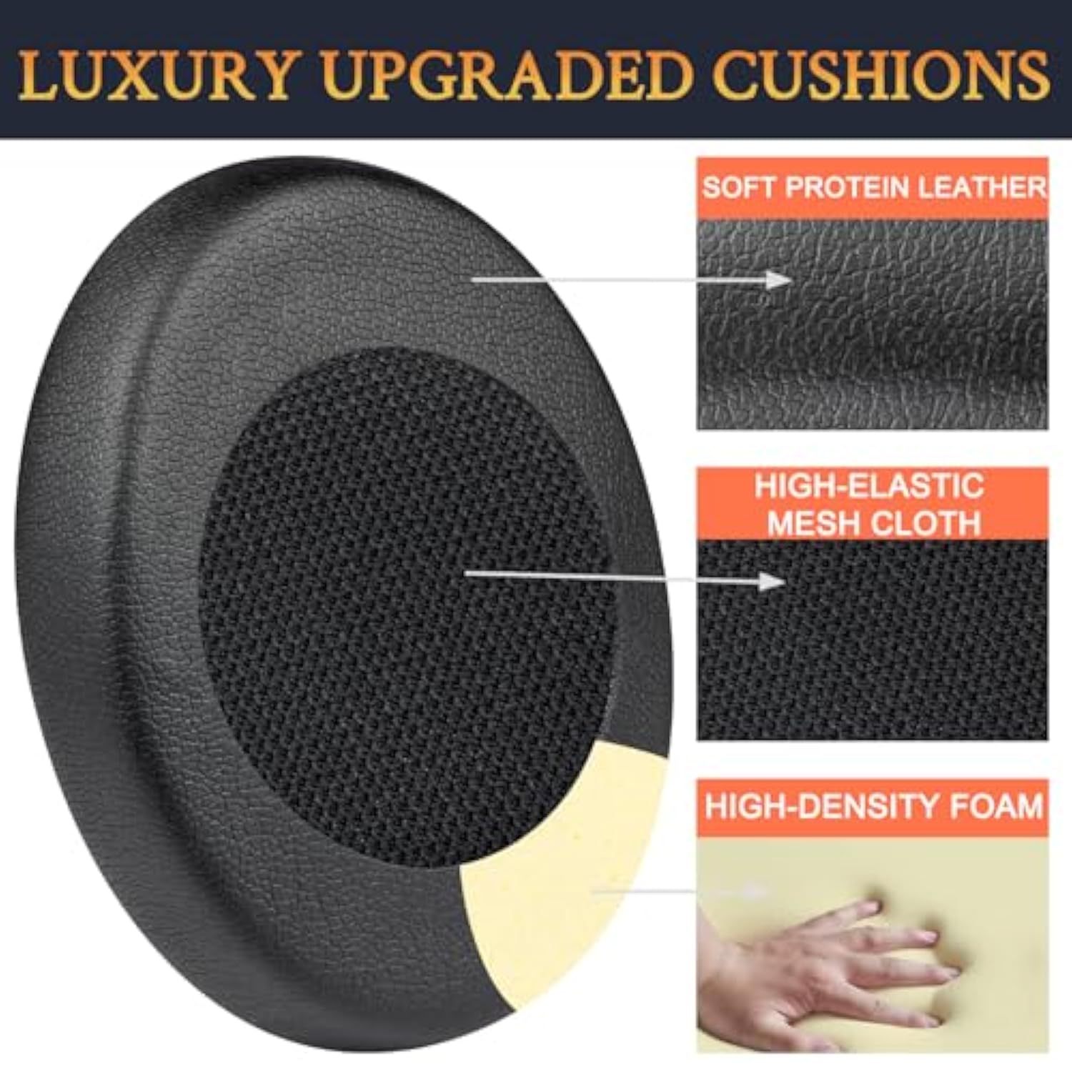 Earpads Replacement For Sennheiser Hd2.10 Hd2.20S Hd2.30G Hd2.30I Hd100 Headphones, Ear Pads Cushions With Soft Protein Leather And High-Density Memory Foam - Black