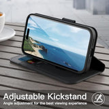 JETech Wallet Case for iPhone 15 6.1-Inch, Shockproof PU Leather Magnetic Flip Cover with Card Holder, Stand Feature and Full Camera Protection (Black)