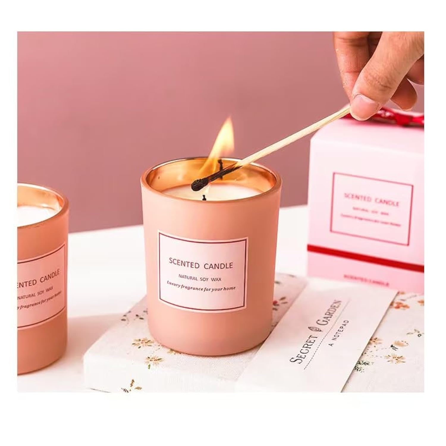 Lavender Scented Candle, Candles Gifts For Women, Birthday Gift For Women, Lavender Candle, Pink Candles, Natural Soy Wax, 5.5 Oz 30 Hours