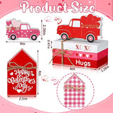 5 Pcs Valentine'S Day Decorations Valentine Table Centerpiece Valentines Tiered Tray Decor Reversible Wooden Truck Sign 3 Books Bundle With Twine Red Pink House Sign For Home Office Mantel Gift