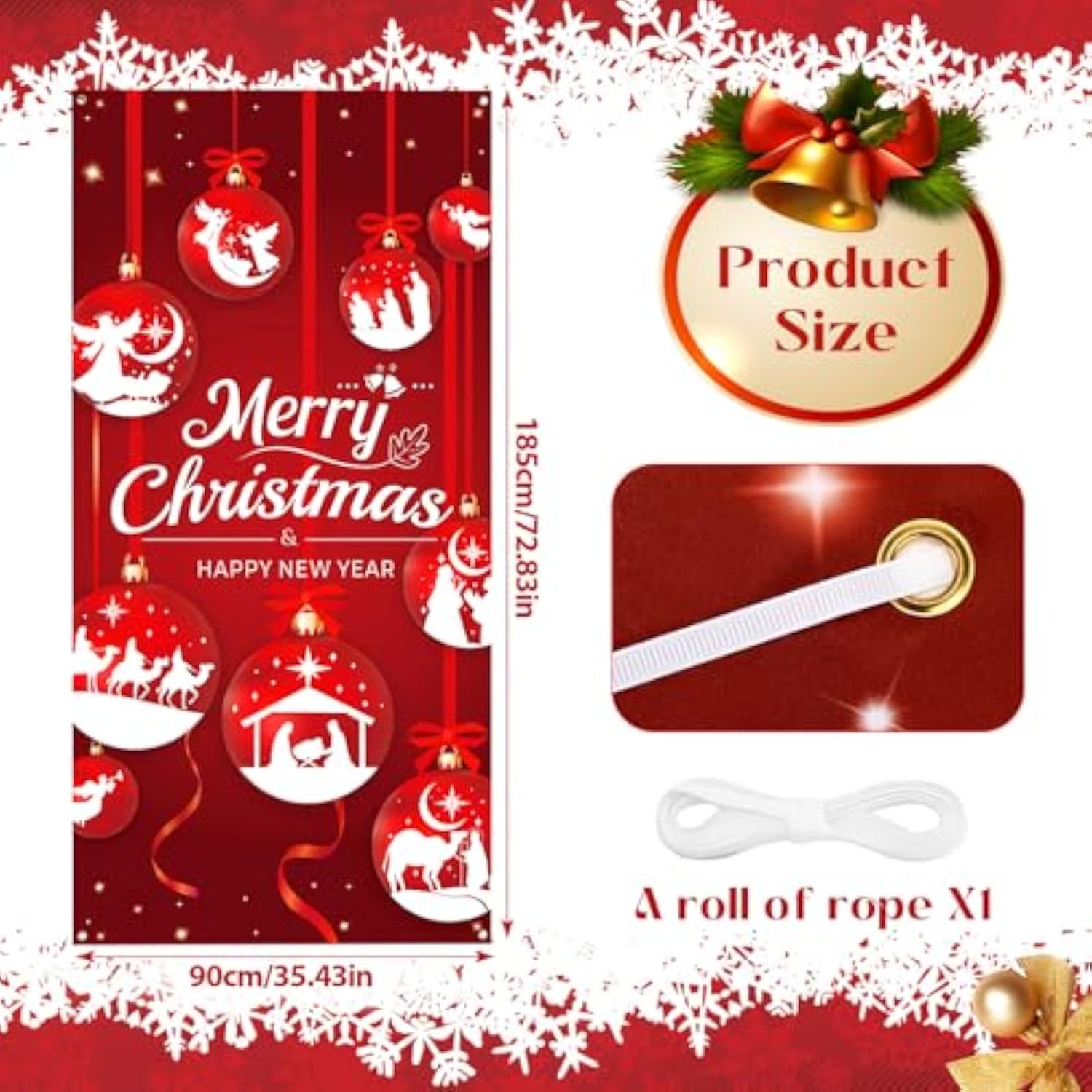 Merry Christmas Nativity Door Banner Religious Holiday Party Decoration