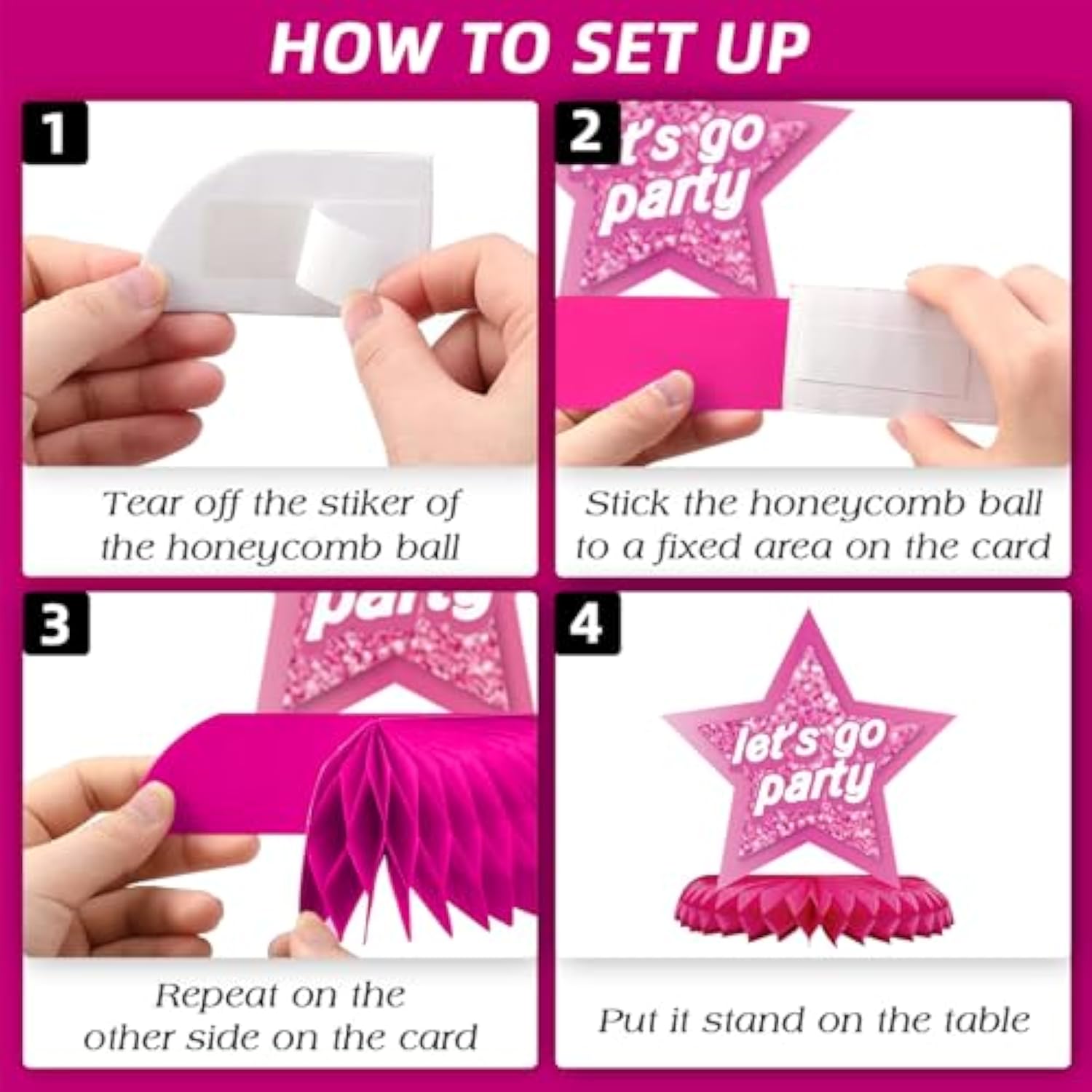 Pink Girls Table Decorations For Party, Hot Pink Princess Honeycomb Centerpieces For Girl Theme Party, Birthday Party Decorations, Pink Girls Doll Theme Party Decor