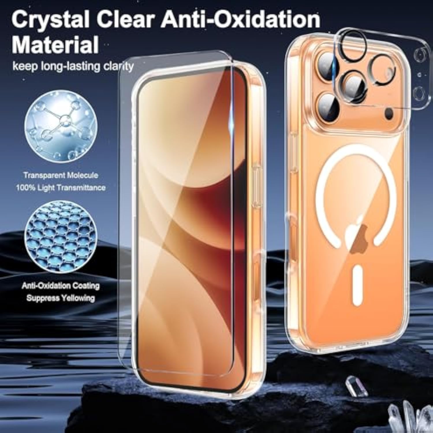 For Iphone 17 Pro Case Clear,Magnetic Iphone 17Pro Case With Screen Protector & Camera Protector [Compatible With Magsafe], Shockproof Tpu Cover For Iphone Pro 17 Phone Cases-Transparent
