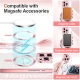 Glitter iPhone 16 Pro Max Case with MagSafe Compatibility, Clear Sparkle Plating, Shockproof Protection for Women and Girls, Pink Color, Full Camera Coverage, Magnetic Ring Holder