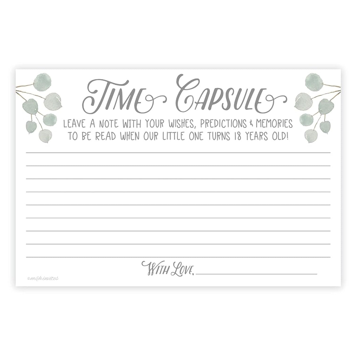 Time Capsule Message Cards (50 Count) - Baby Shower Or 1St Birthday Game Activity