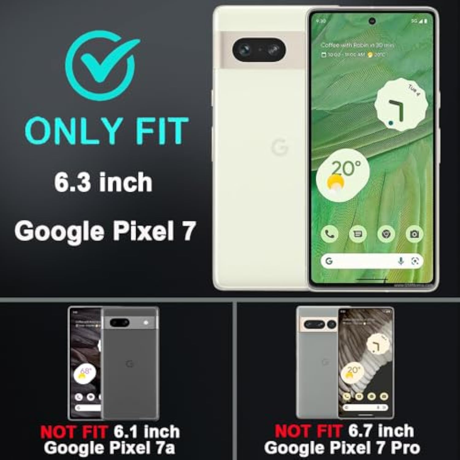 For Google Pixel 7 Case With 2Pcs Tempered Glass Screen Protector And 1Pcs Camera Lens Protector, Military Grade 3 In 1 Heavy Duty Shockproof/Drop Proof/Dust Proof Case (Black/Black)