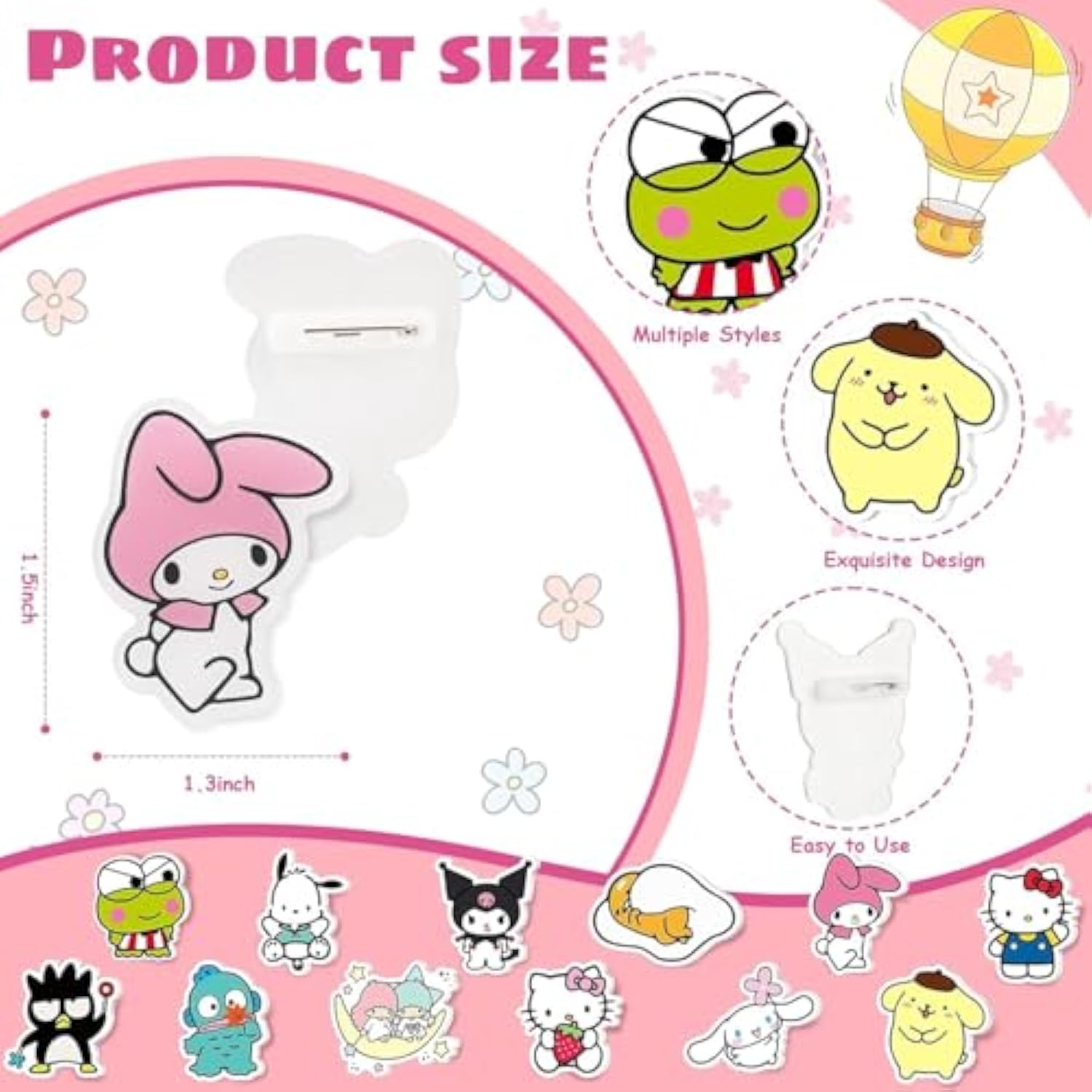 86Pcs Kitty Birthday Party Decorations Set Included 12 Bracelets, 12 Acrylic Pins, 12 Keychains, 50 Stickers, For Boys And Girls Cartoon Theme Party