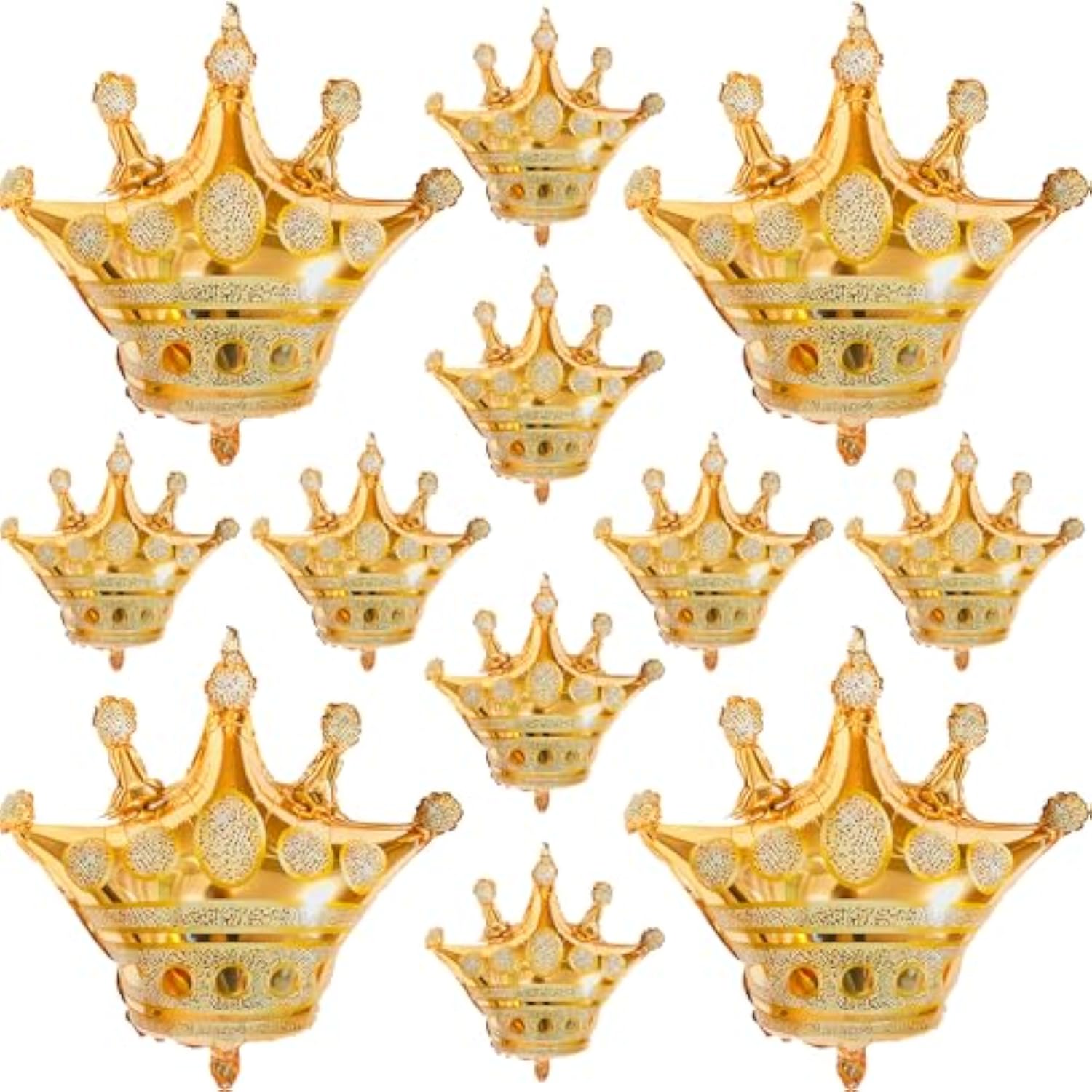 Gold Crown Foil Balloons for Royal Party, King & Queen Birthday, Wedding, or Baby Shower