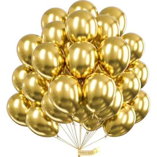 Metallic Gold Balloons 50 Pcs 12 Inch Chrome Gold Balloons For Graduation Baby Shower Gender Reveal Christmas Wedding New Year Anniversaries Birthday Party Decorations Gold-G101