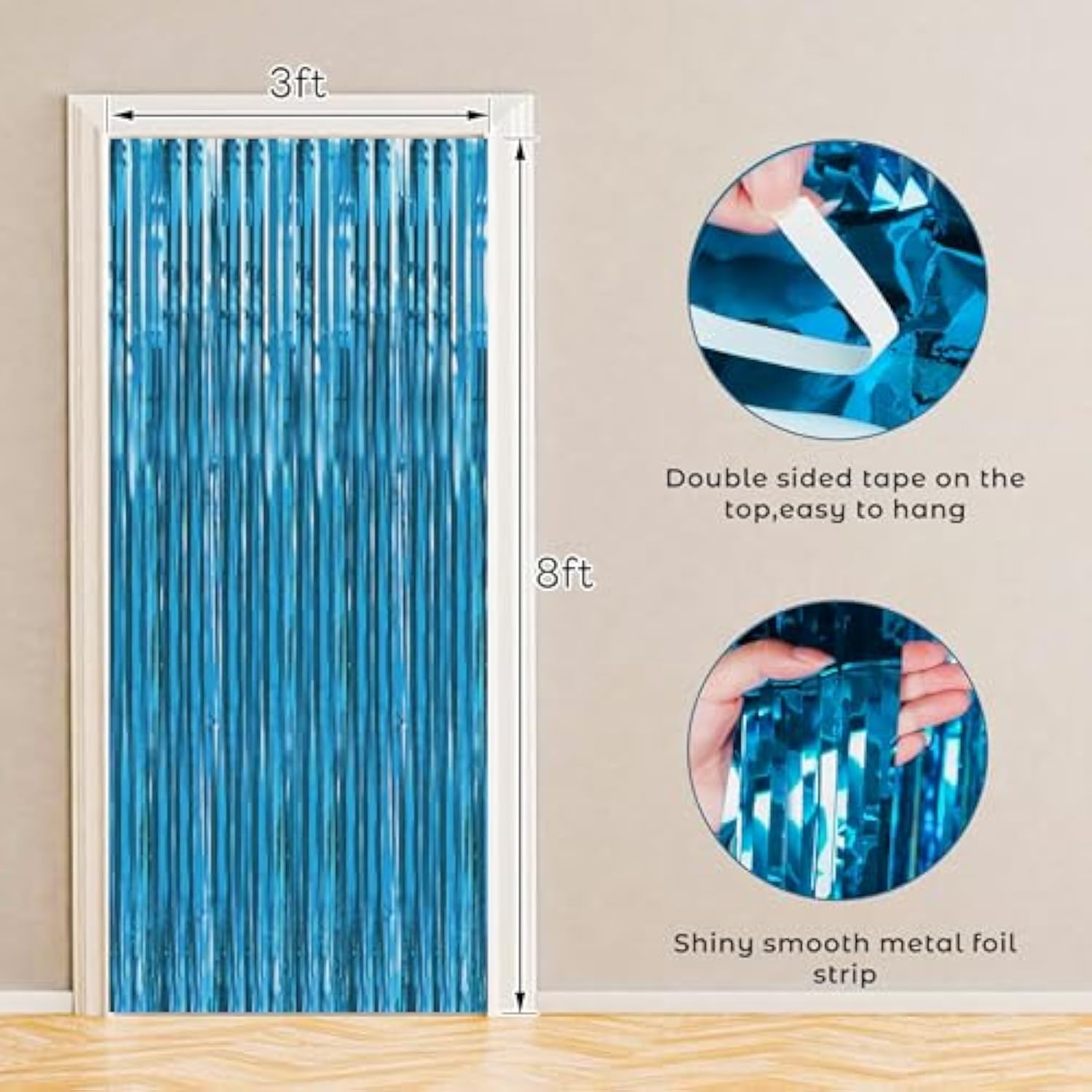 10pcs Aquamarine Foil Fringe Curtain Metallic Streamer Party Backdrop Decorations