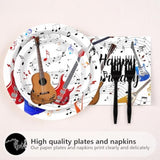 96 Pcs Guitar Birthday Party Supplies Music Notes Birthday Plates Music Theme Party Decorations Plates Napkins Disposable Guitar Tableware Set For Baby Shower Concert Karaoke Rock And Roll