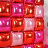 Pink Red Double Sided Square Foil Balloons Wall, 19 Inch Chrome Hot Pink Red Foil Balloons Tunnel Arch Kit For Girl Birthday Strawberry Valentine Theme Party Wedding Mother'S Day Decorations