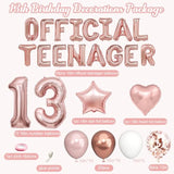 13th Birthday Party Decorations for Girls Rose Gold Balloons Banner Cake Topper