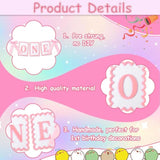 Bow Highchair Banner For 1St Girls Birthday Decoration, Pink And White One Birthday Banner For Party Decor Photo Props(Pre-Strung)