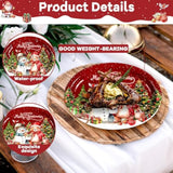 50 Pcs Christmas Vintage Oval Paper Plates 11Inch Holiday Retro Winter Santa Snowman Christmas Tree Table Platter Disposable Dish Tray For Candy Cookie Xmas Eve Birthday Party Dinner Supplies