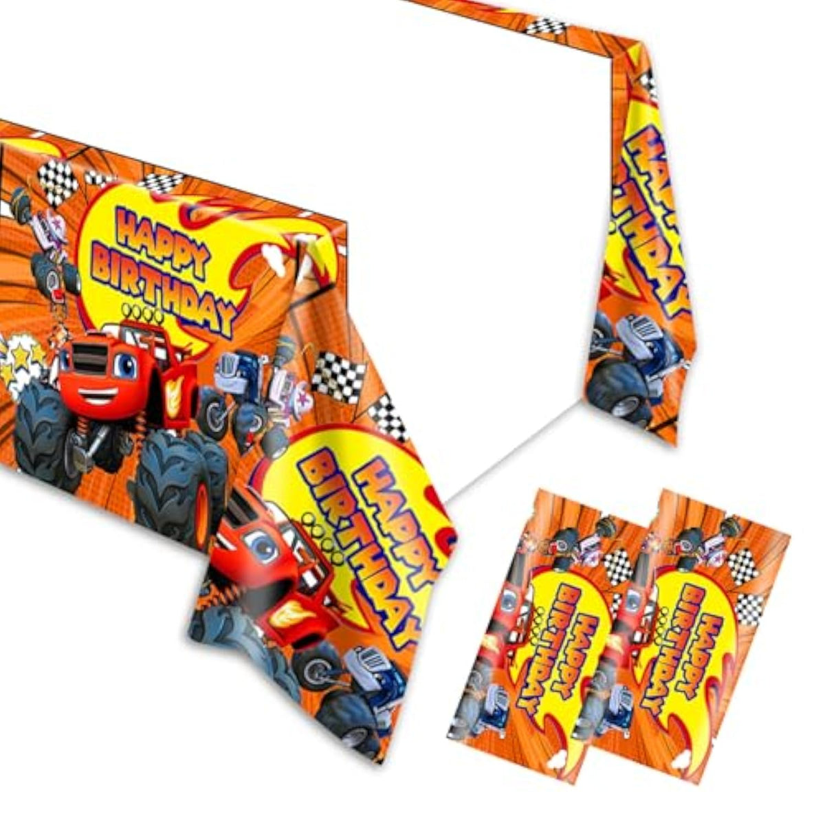 2Pcs Blaze And The Monster Tablecloth Disposable Tablecover Birthday Party Supplies And Decorations For Kid Boy Baby Shower Rectangle Tables 70"X42",2 Pack,