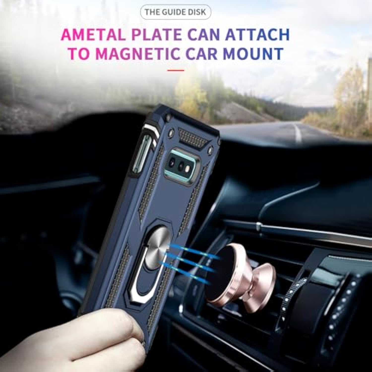 For Samsung S10E-Phone Case: Galaxy S10E Phone Case With Screen Protector And Camera Lens Protector, Heavy Duty Shockproof Cell Case Cover With Metal Magnetic Ring Holder Stand For S 10E, Blue