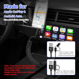 Usb To Usb-C And Lightning Cable Combo 2 In 1 Coiled Cable Apple Carplay & Android Auto Compatible [Mfi & 3A Fast Charge & Data Sync] Coiled Lightning And Usb C Cable For Iphone 16/15/14/13/12/Android