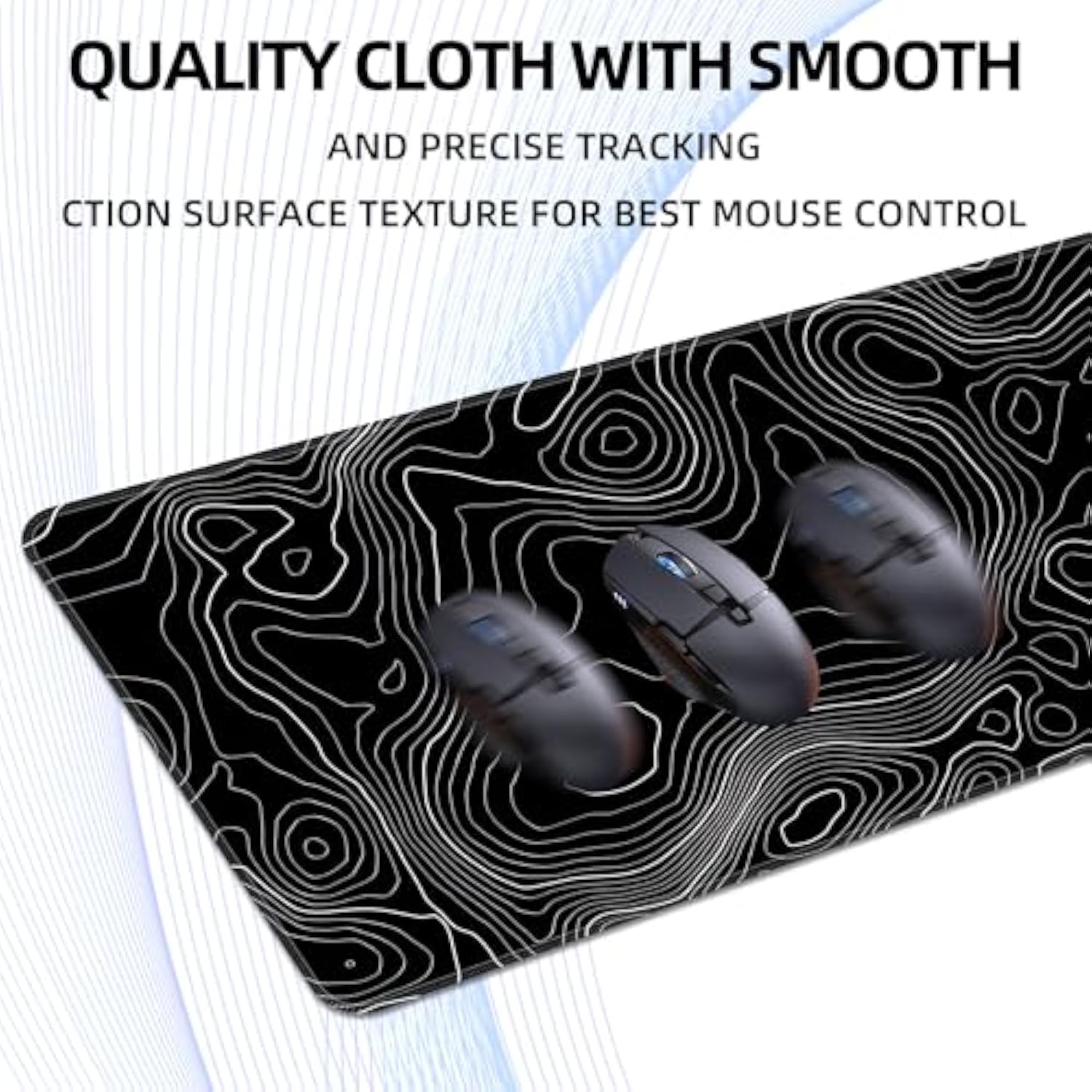 Gaming Mouse Pad Large Topographic Contour Extended Big Desk Pad Mat Large Computer Keyboard Mouse Mat 31.5X11.8Mousepad With Nonslip Base And Stitched Edge Desk Mat For Home Office Work