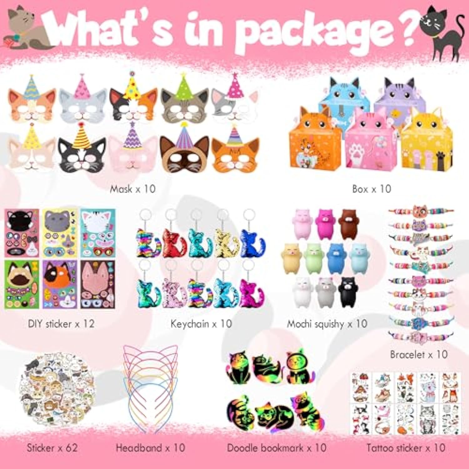 Cat Party Favors For Kids - Cat Themed Birthday Party Supplies Cat Toys Goodie Bag Stuffers Fillers