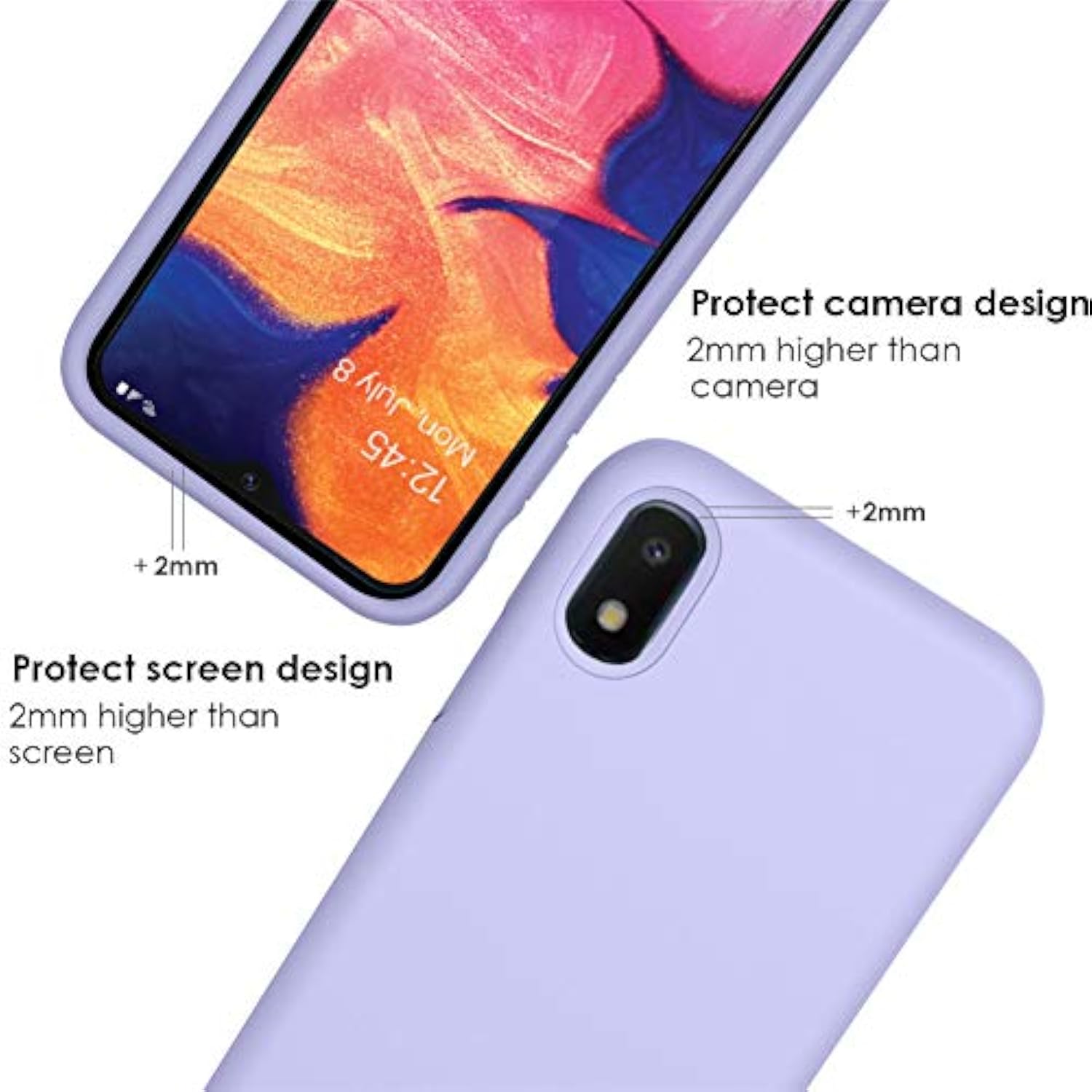 Silicone Case For Samsung Galaxy A10E, Gel Rubber Full Body Protection Shockproof Cover Drop Protection (Purple)