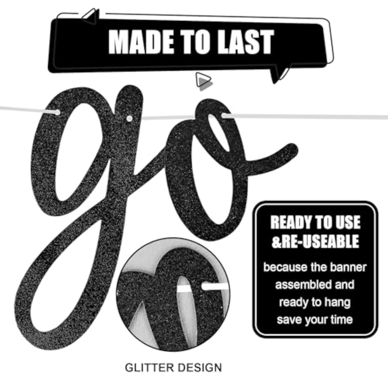 Black Go Sha It'S Your Birthday Banner Balloons Set, Glitter Happy Birthday Banner With Black Silver Confetti Balloon Star Foil Balloon For Man Women Hip Hop Rap Theme Birthday Party Decorations