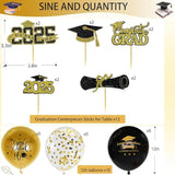 Graduation Decorations 2025 Set Include Class Of 2025 Backdrop, Congrats Grad Banner, Balloons And Cupcake Toppers For 2025 Balloons Graduation Party Supplies